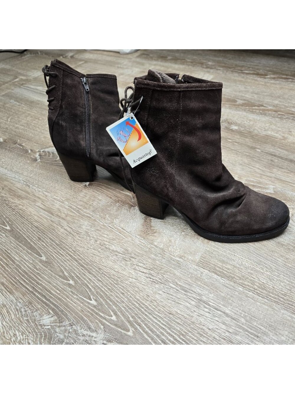 Barlov Women’s Ankle Boots Size 39 Brown Suede Waterproof Acquastop Mid Heel New